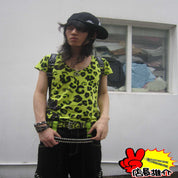 PunkFK camouflage rivet belt double breasted leopard zebra hair cow western punk rock hip hop image 3