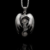Nocturne Studio 95 Pure Silver Original Design Personalized Retro Gothic Emerald Dragon Cross Pendant Necklace image 2