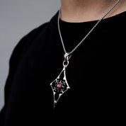 Nocturne Studio S925 sterling silver original design diamond square playing cards niche gemstone couple coin pendant image 4