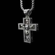 Nocturne Studio S925 pure silver original handmade niche dark gothic skull cross pendant necklace image 3