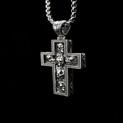 Nocturne Studio S925 pure silver original handmade niche dark gothic skull cross pendant necklace image 3