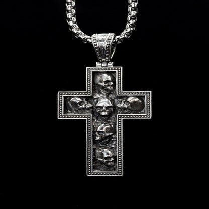Nocturne Studio S925 pure silver original handmade niche dark gothic skull cross pendant necklace image 0