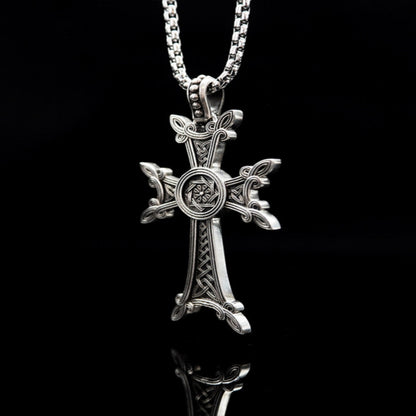 Nocturne Studio S95 Pure Silver Original Design Handmade Nordic Retro Celtic Cross Couple Pendant image 3