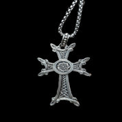 Nocturne Studio S95 Pure Silver Original Design Handmade Nordic Retro Celtic Cross Couple Pendant image 4