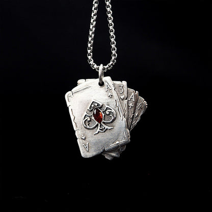 Nocturne Studio 925 sterling silver original handmade niche retro personality playing card diamond couple pendant image 0