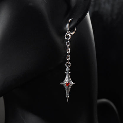 Nocturne Studio S925 sterling silver original star cross versatile niche design ruby couple long earrings image 2
