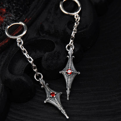 Nocturne Studio S925 sterling silver original star cross versatile niche design ruby couple long earrings image 4