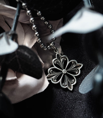 Nocturne Studio S925 sterling silver original niche versatile design lucky four leaf clover couple pendant necklace image 5