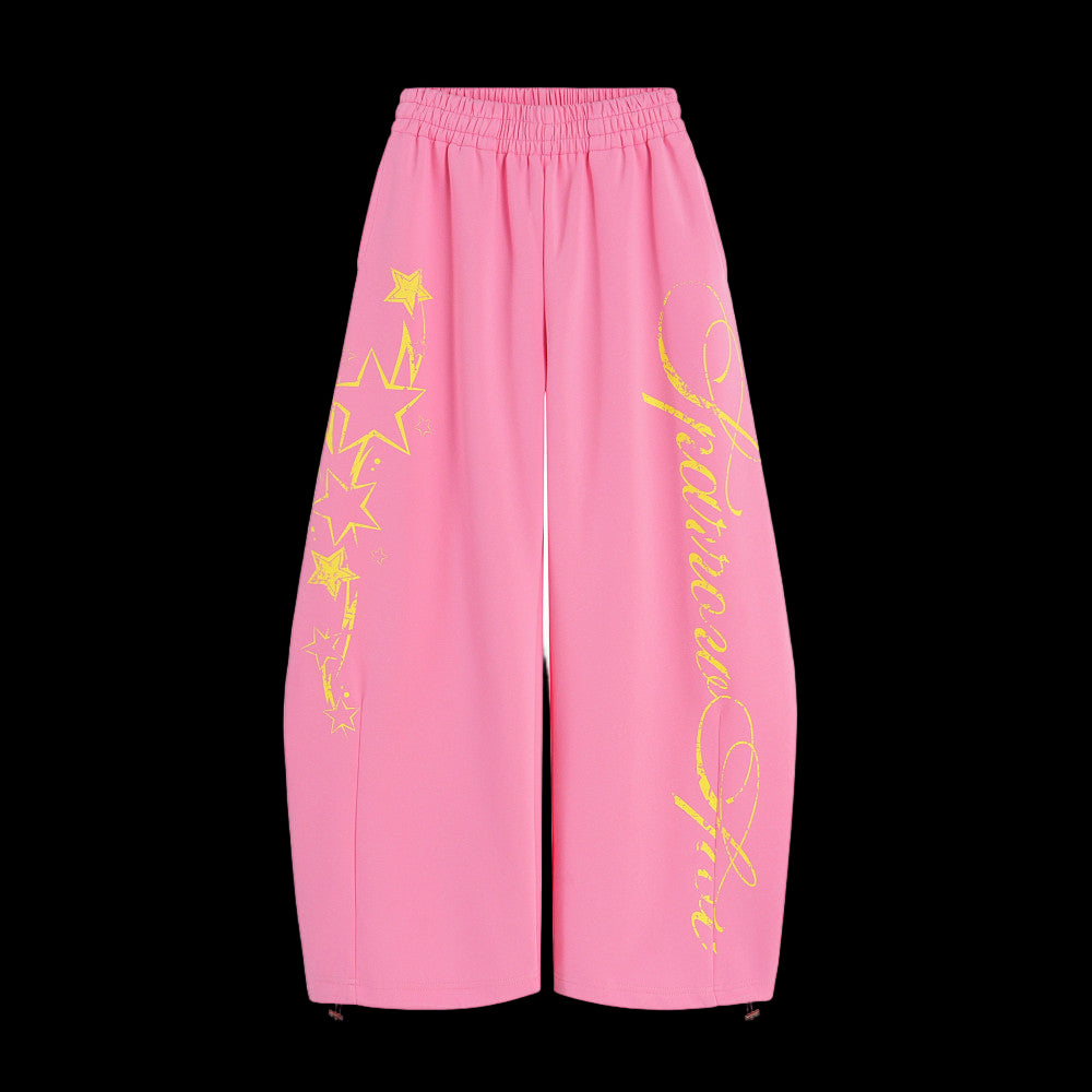 BLACKLISTS American spicy girl letter print pink curved knife guard pants women jazz dance sports loose wide leg pants image 11