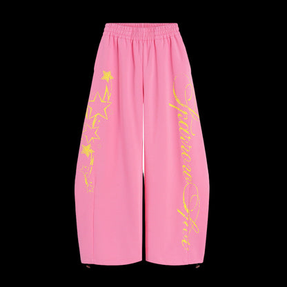 BLACKLISTS American spicy girl letter print pink curved knife guard pants women jazz dance sports loose wide leg pants image 11