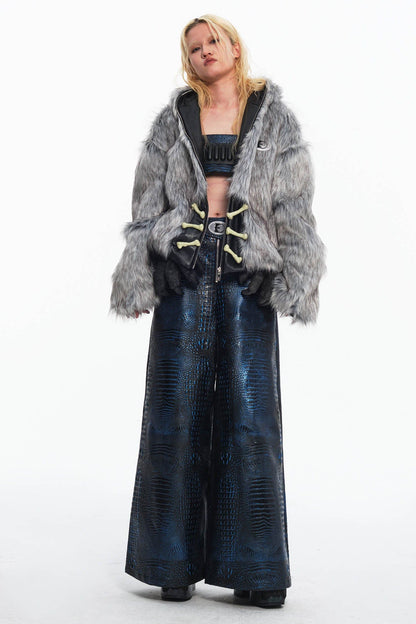 Detachable Claw Faux Fur Hooded Jacket