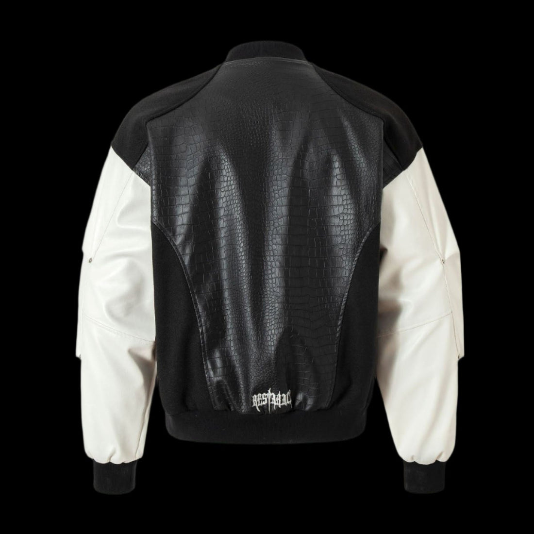 &quot;Cybersigilism&quot; Crocodile Cross Leather Bomber Jacket