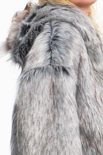 Detachable Claw Faux Fur Hooded Jacket