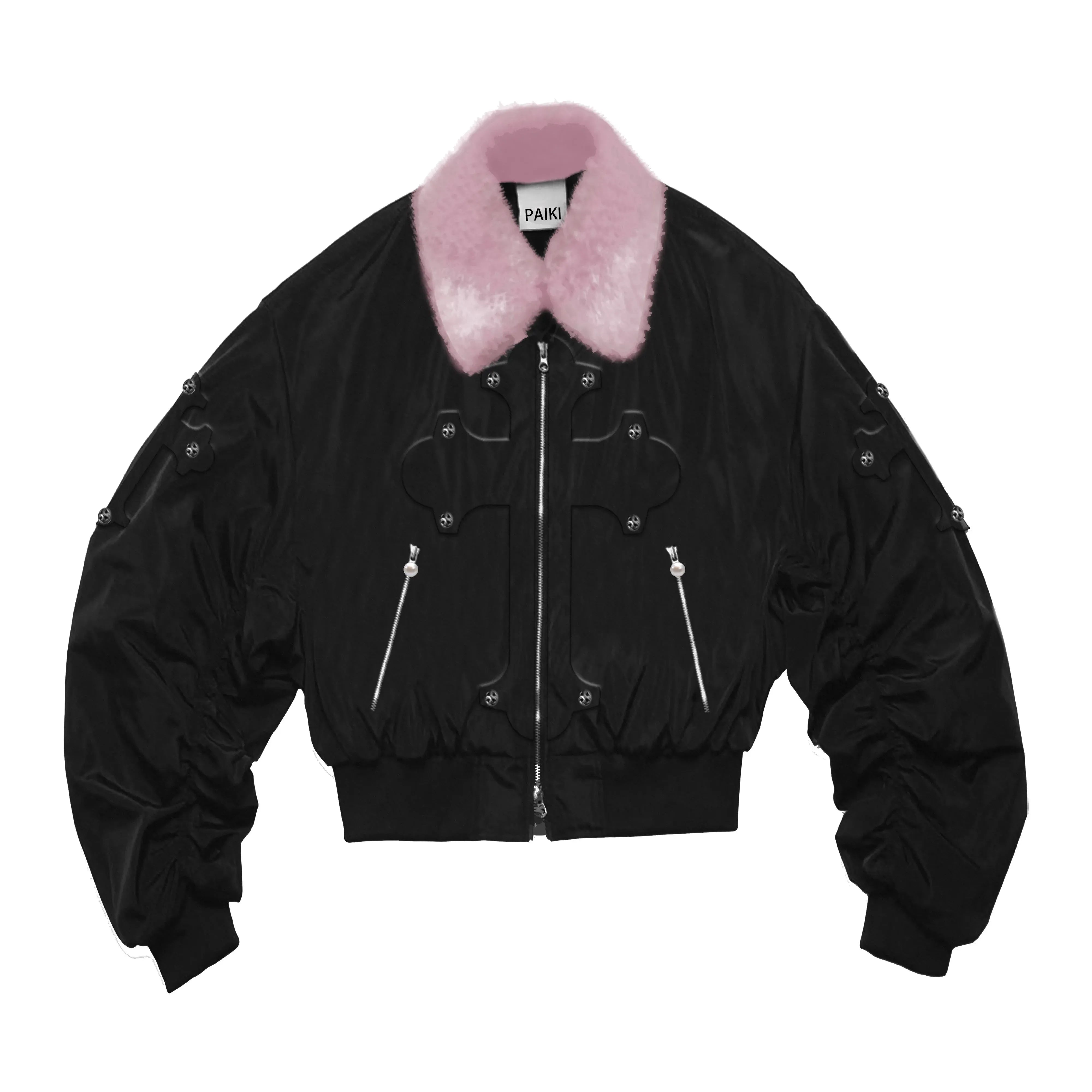 PAIKI "Cyrus Empire" Holy Cross Fur Bomber Jacket