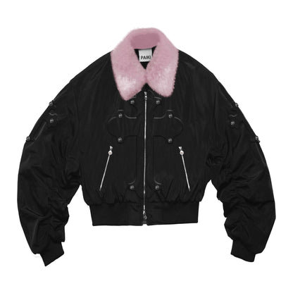 PAIKI "Cyrus Empire" Holy Cross Fur Bomber Jacket