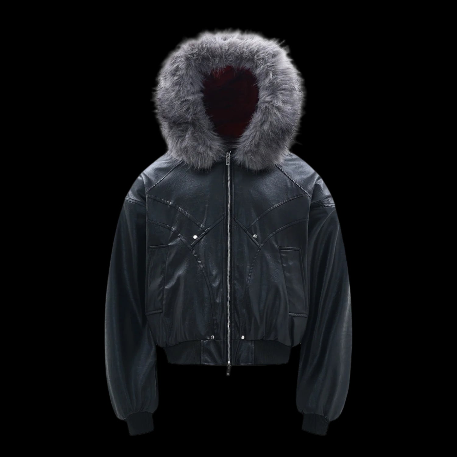 Red Velvet Lining Fur Collar Jacket