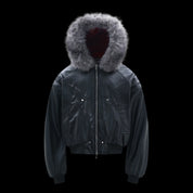 Red Velvet Lining Fur Collar Jacket