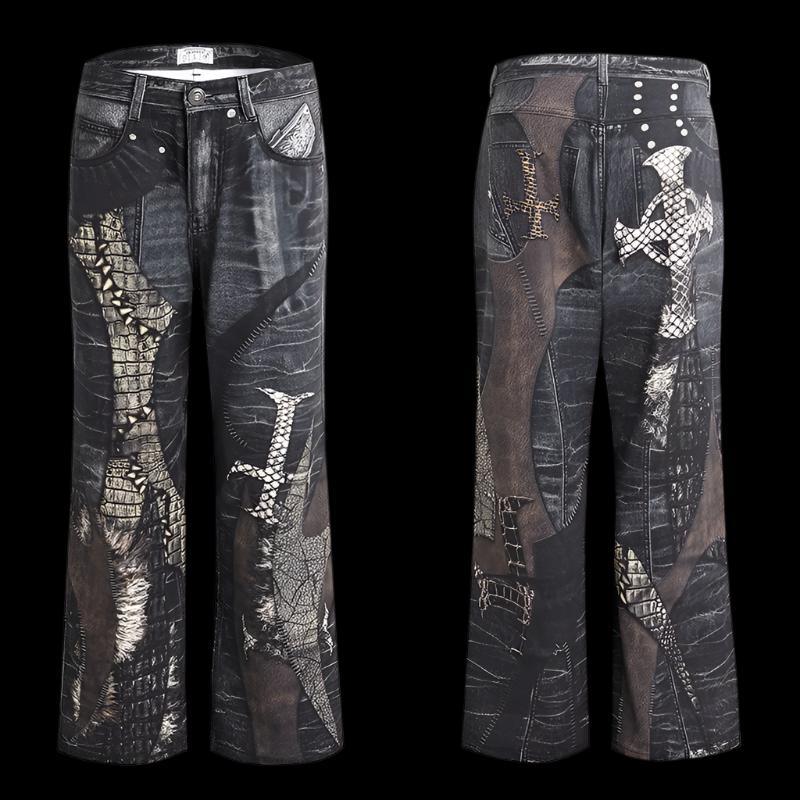 DND4DES Digital Grave Yard Leather Jeans