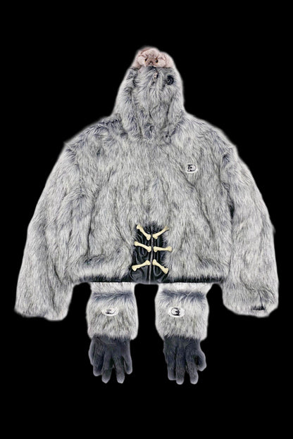 Detachable Claw Faux Fur Hooded Jacket