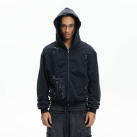 Diamond Studded Zip-Up Hoodie