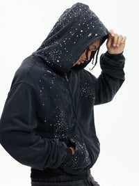 Diamond Studded Zip-Up Hoodie