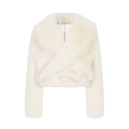 White Soft Fur Padded Fur Coat