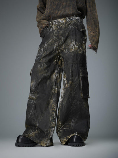 Inverted Tree Camo Distressed Cargo Jeans