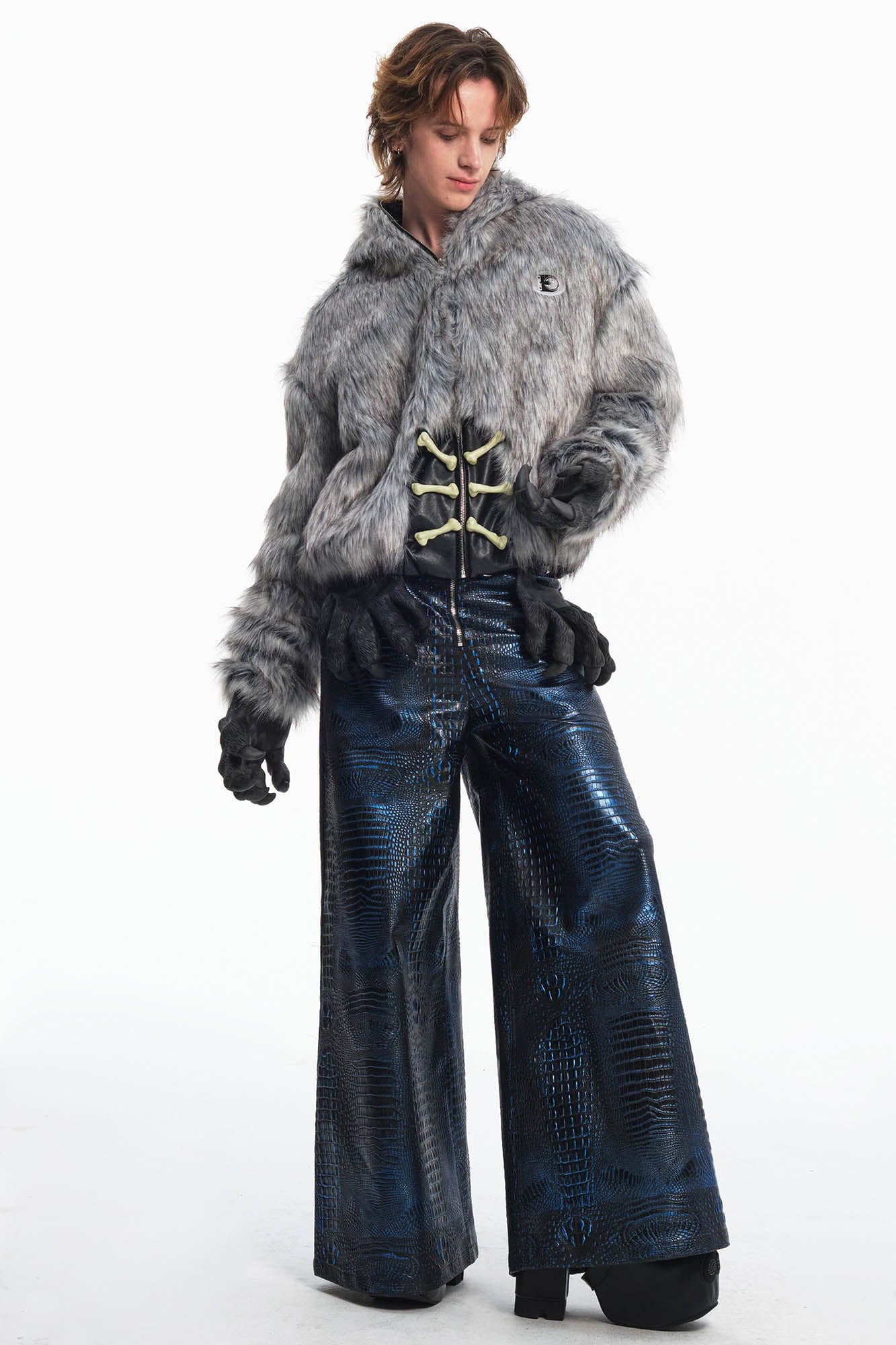 Detachable Claw Faux Fur Hooded Jacket