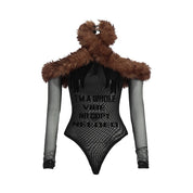 Velvet Fur Mesh Jumpsuit