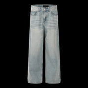 Light Blue Clean Fit Straight Baggy Jeans