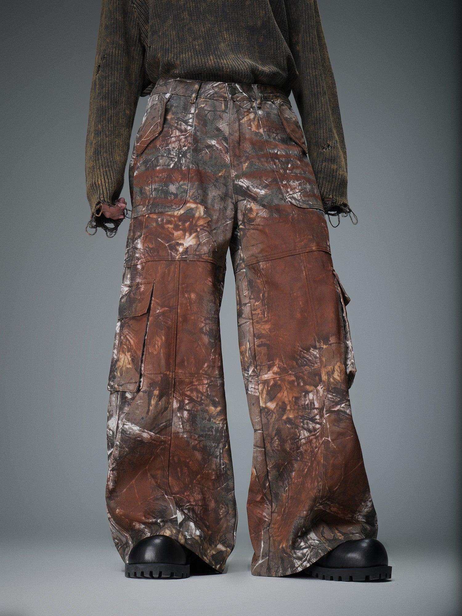 Inverted Tree Camo Distressed Cargo Jeans