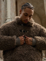 "Gemini" Metal leather Faux Fur Jacket