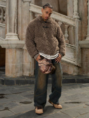 "Gemini" Metal leather Faux Fur Jacket