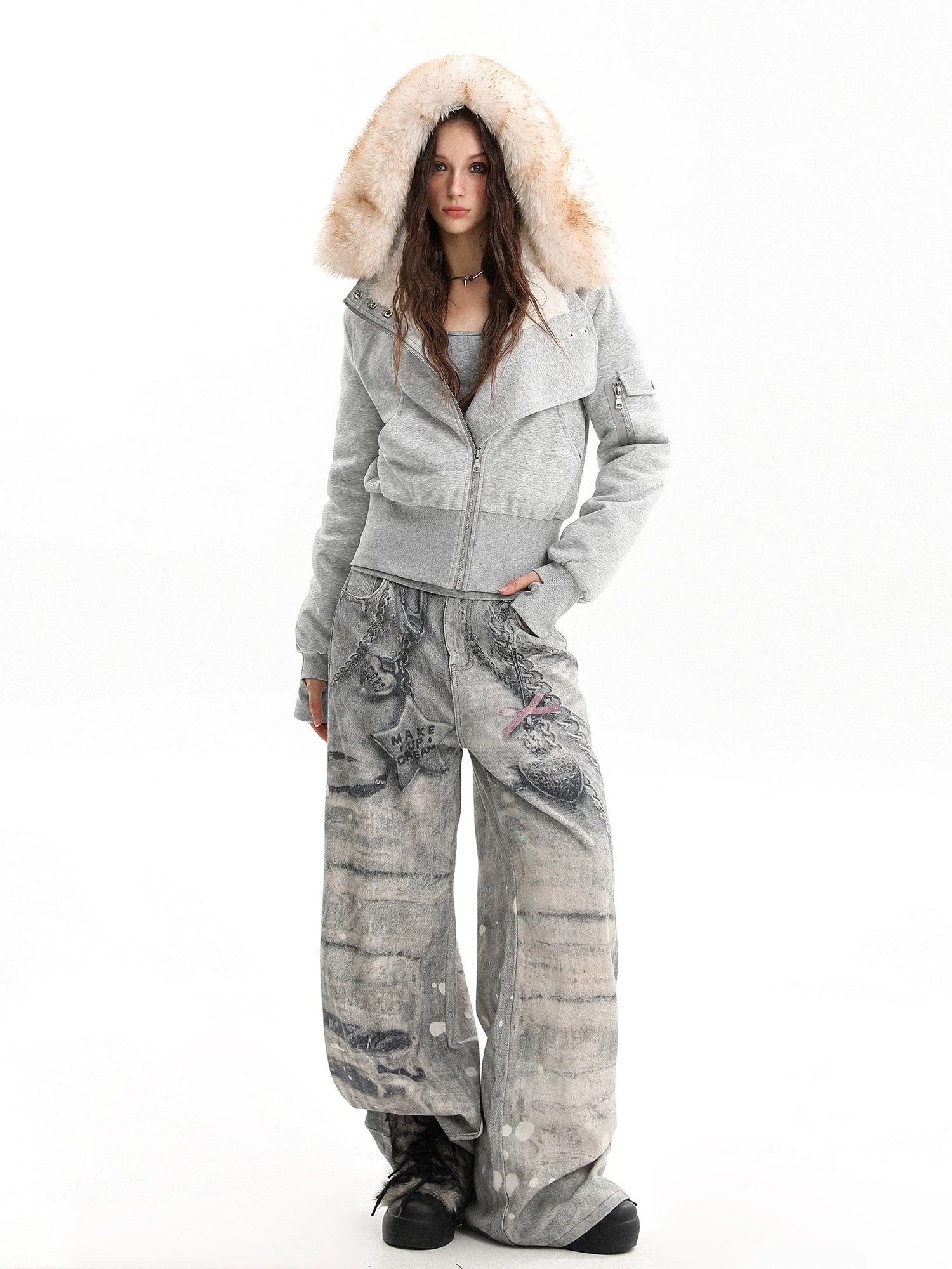 Detachable Fur Collar Jacket-5