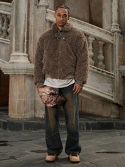 "Gemini" Metal leather Faux Fur Jacket