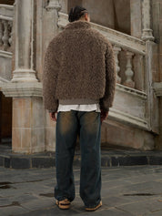 "Gemini" Metal leather Faux Fur Jacket