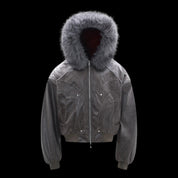 Red Velvet Lining Fur Collar Jacket