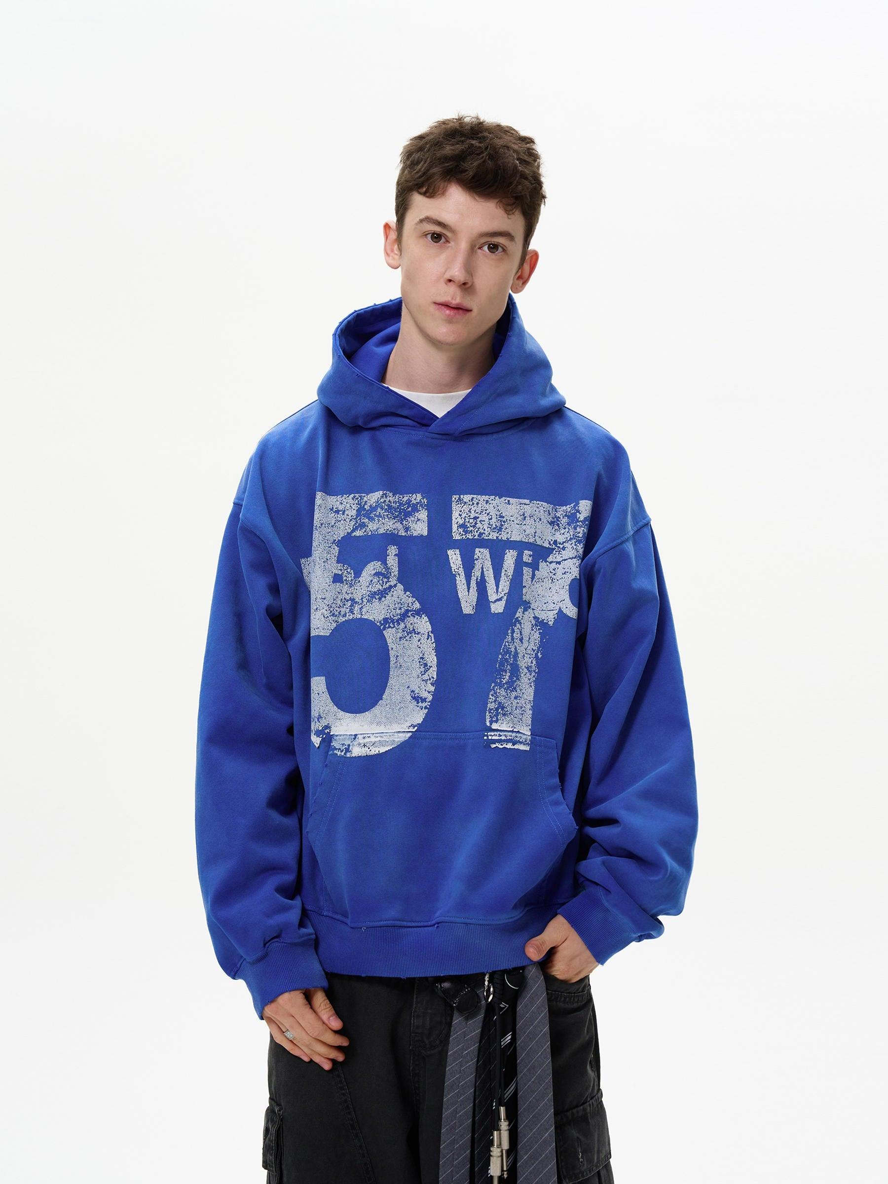 Jersey # Mottled Washed Hoodie