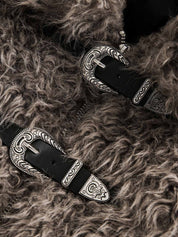 "Gemini" Metal leather Faux Fur Jacket