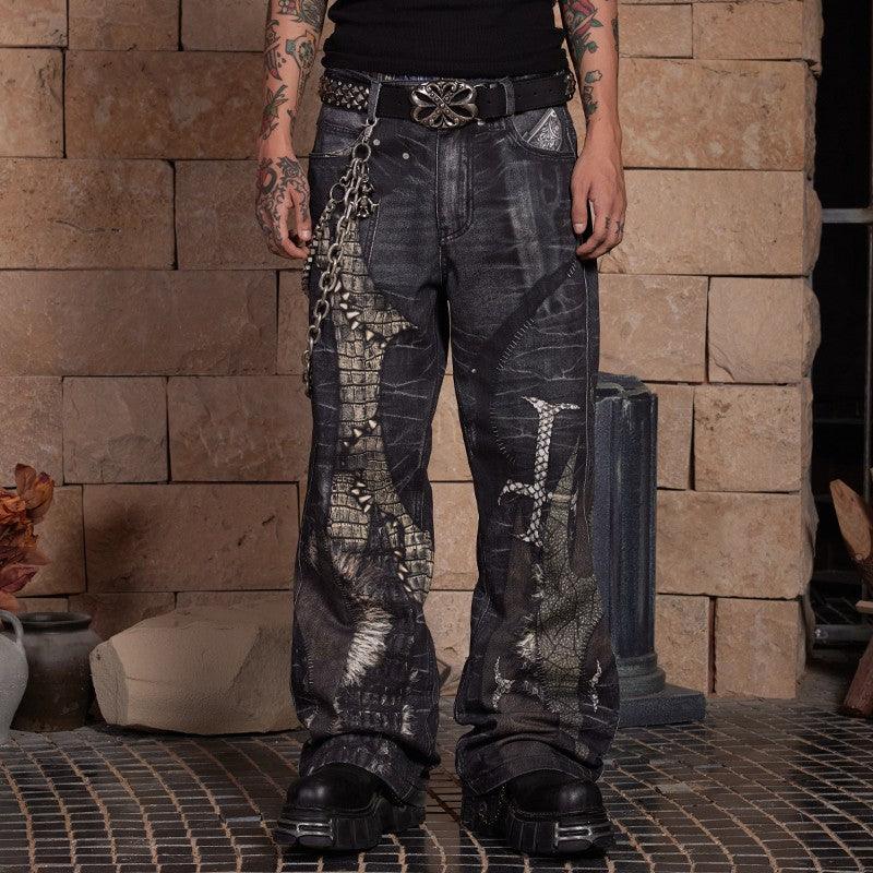 DND4DES Digital Grave Yard Leather Jeans