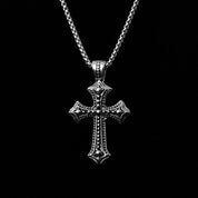 Gothic camo cross necklace close picture.