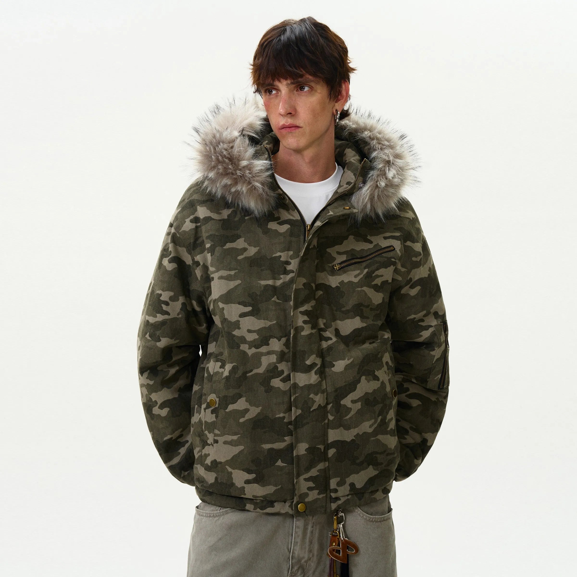 "JA$ON" Cotton Camo Fur Jacket