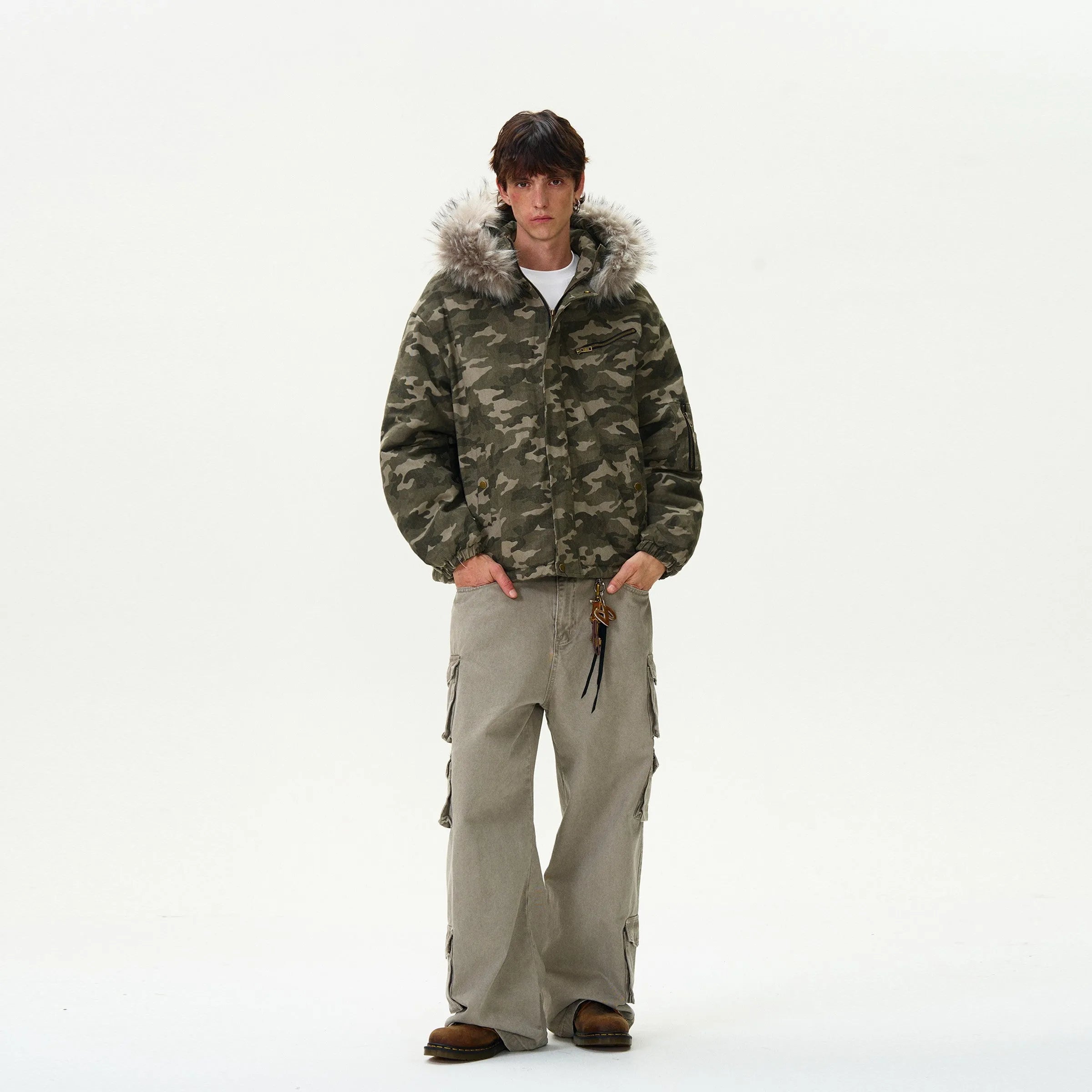 "JA$ON" Cotton Camo Fur Jacket