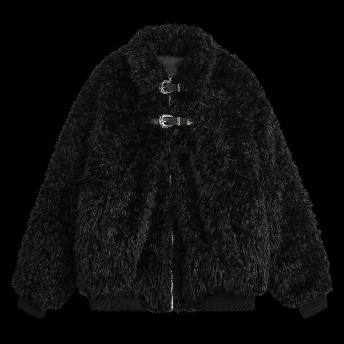 "Gemini" Metal leather Faux Fur Jacket