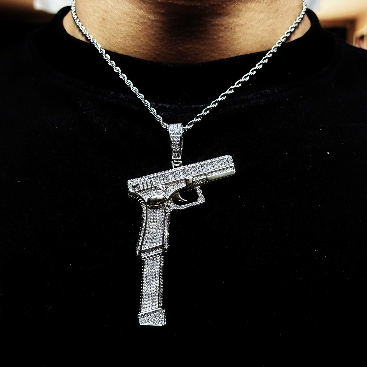 Diamond-Encrusted G*n Pendant