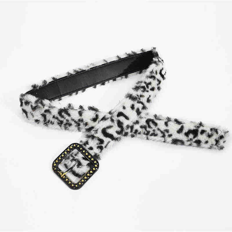 Fur Leopard Print Belt