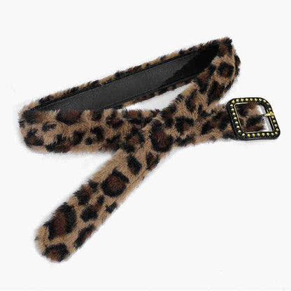 Fur Leopard Print Belt