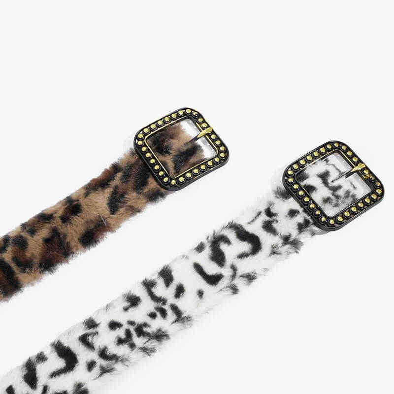 Fur Leopard Print Belt