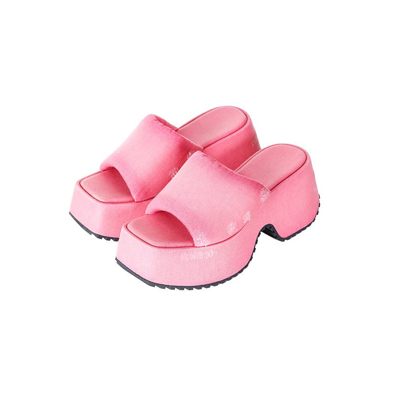 Wavy Thick Sole Slides