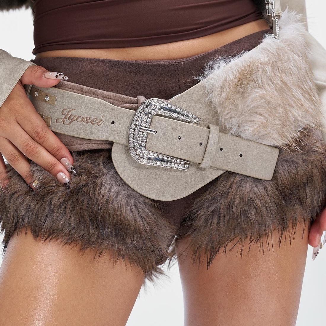 Crystal Fur Glam Belt